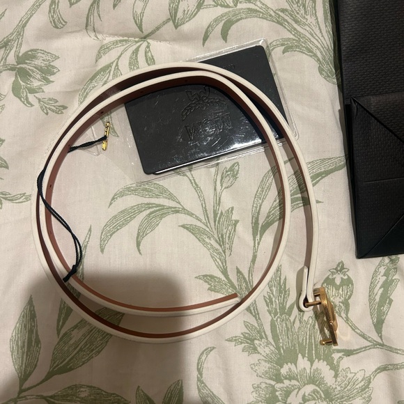 MCM Ivory and Gold Designer Belt